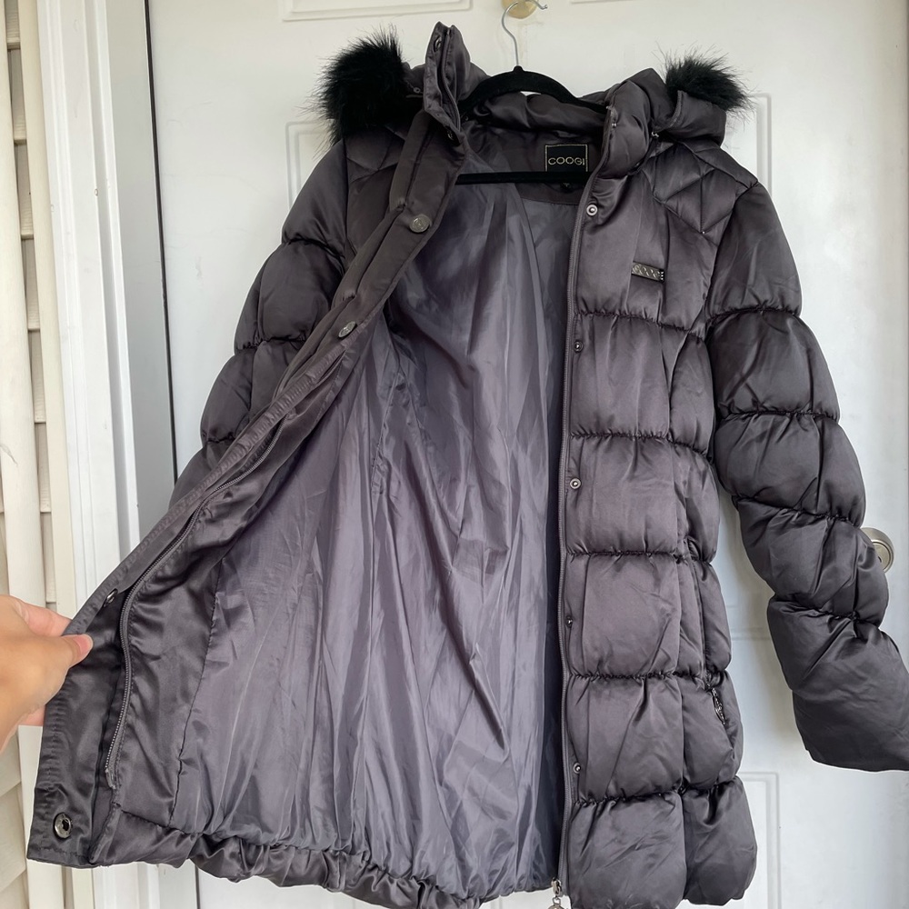 COOGI Puffer Longline Belted Coat with Faux Fur Removable Hood Quilted Jacket - Picture 7 of 16